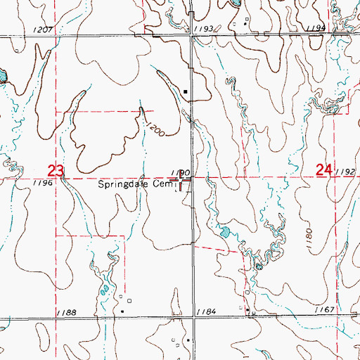 Topographic Map of Springdale Cemetery, OK
