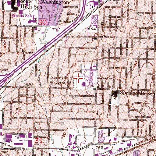 Topographic Map of Springdale Park, OK