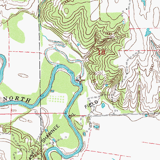 Topographic Map of Stamp Dance Creek, OK