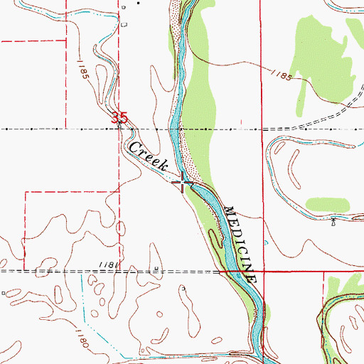 Topographic Map of Stink Creek, OK