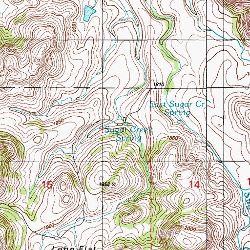 Topographic Map of Sugar Creek Spring, OK