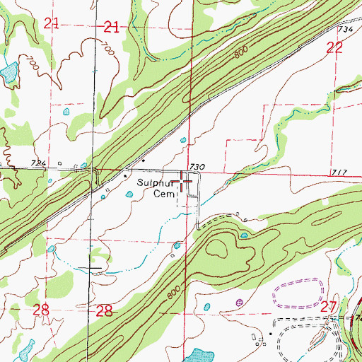 Topographic Map of Sulphur Cemetery, OK