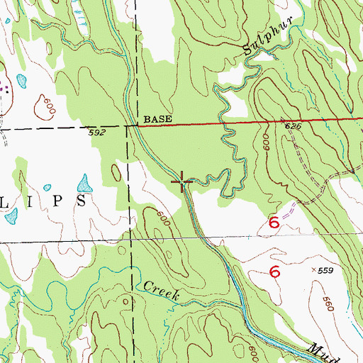 Topographic Map of Sulphur Creek, OK