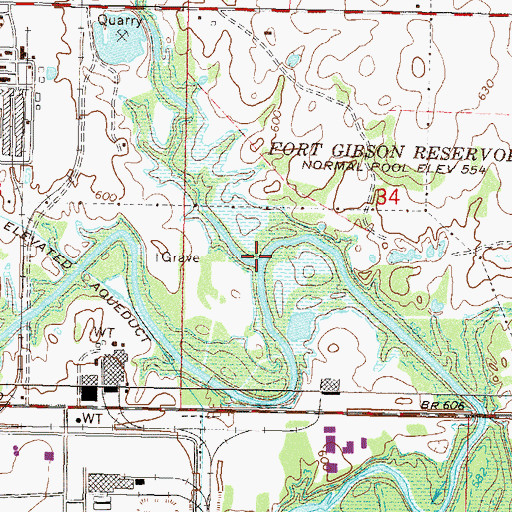 Topographic Map of Sulphur Creek, OK