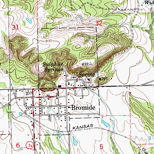Topographic Map of Sulphur Springs, OK