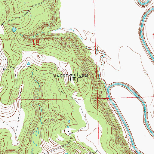 Topographic Map of Sundown Hill, OK