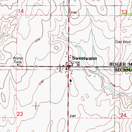 Topographic Map of Sweetwater, OK