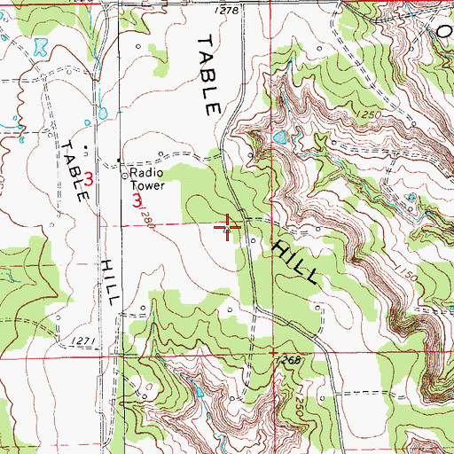 Topographic Map of Table Hill, OK
