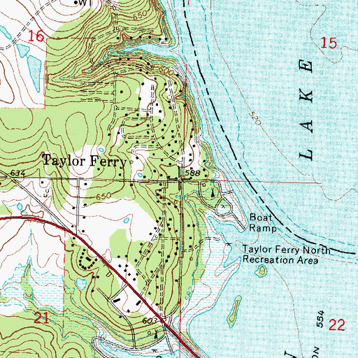 Topographic Map of Taylor Ferry, OK
