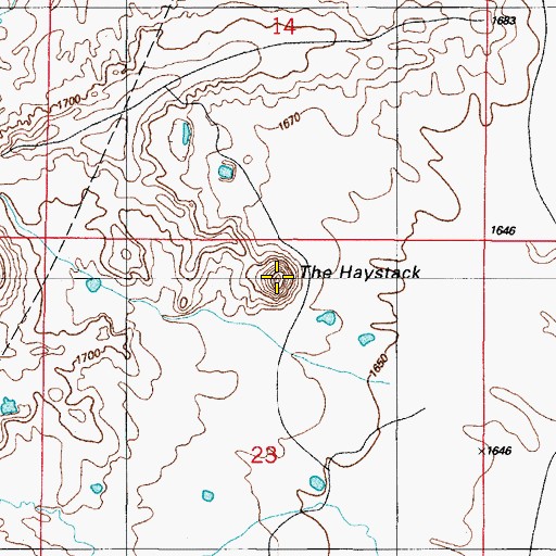Topographic Map of The Haystack, OK
