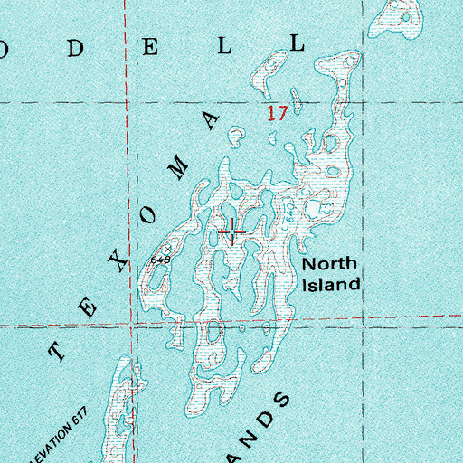 Topographic Map of The Islands, OK