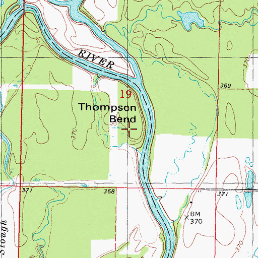 Topographic Map of Thompson Bend, OK