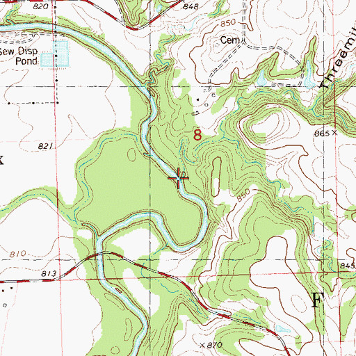 Topographic Map of Threemile Canyon, OK