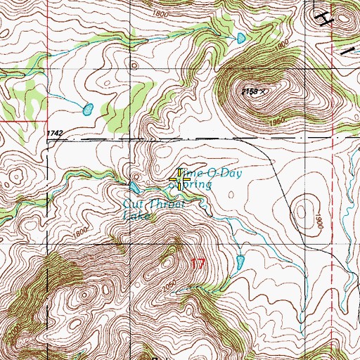 Topographic Map of Time-O-Day Spring, OK