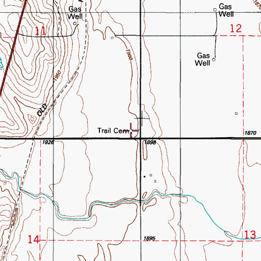 Topographic Map of Trail Cemetery, OK