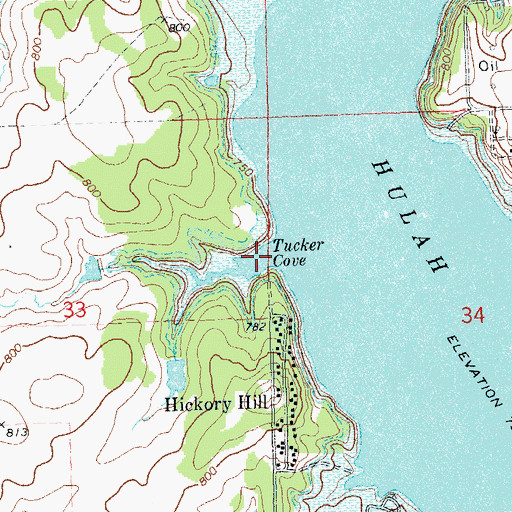 Topographic Map of Tucker Cove, OK