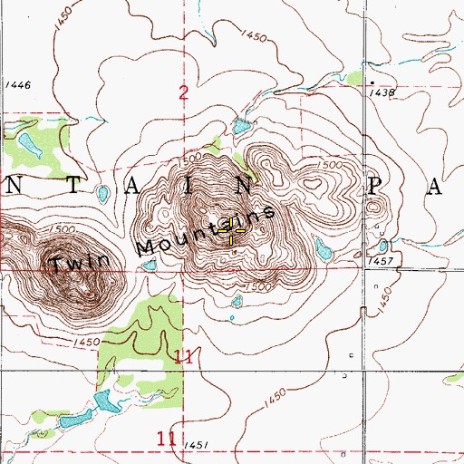 Topographic Map of Twin Mountains, OK
