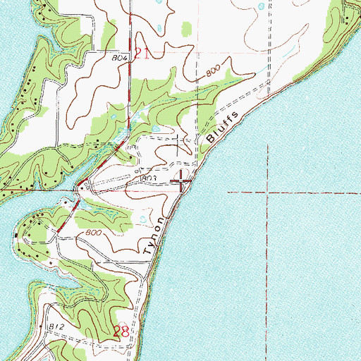 Topographic Map of Tynon Bluffs, OK