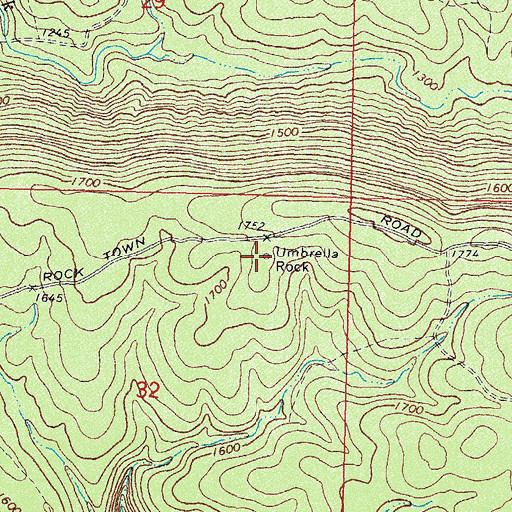 Topographic Map of Umbrella Rock, OK