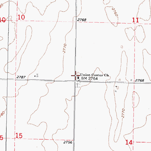 Topographic Map of Union Center Church, OK