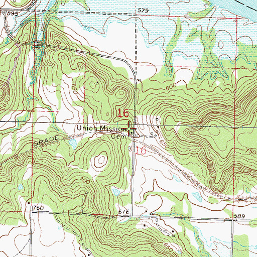 Topographic Map of Union Mission Cemetery, OK