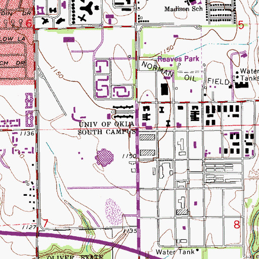 Topographic Map of University of Oklahoma South Campus, OK