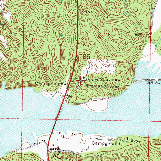 Topographic Map of Upper Spavinaw Recreation Area, OK