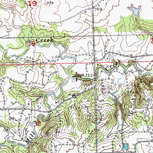 Topographic Map of Walnut Creek, OK