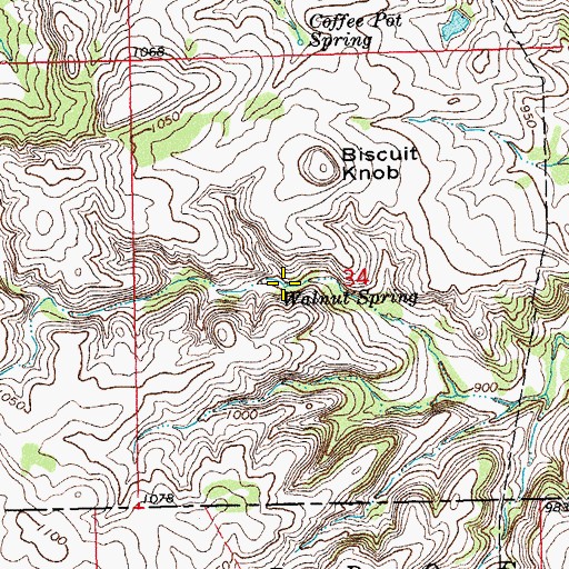Topographic Map of Walnut Spring, OK