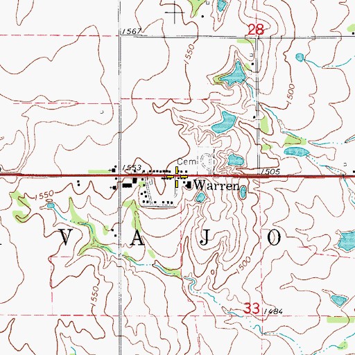 Topographic Map of Warren, OK