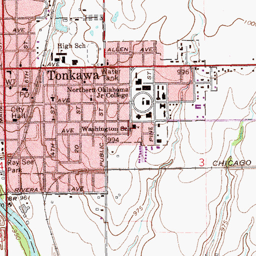 Topographic Map of Washington School, OK