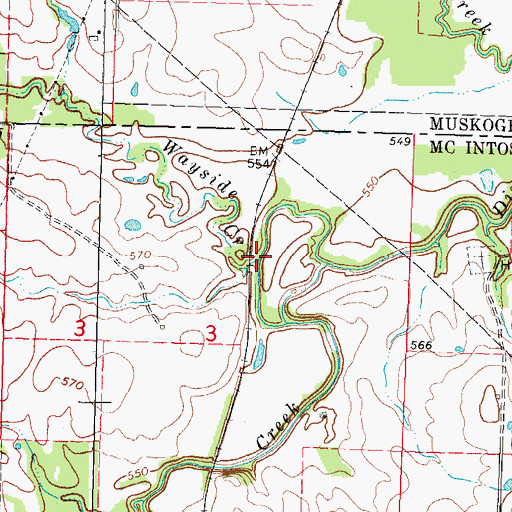 Topographic Map of Wayside Creek, OK