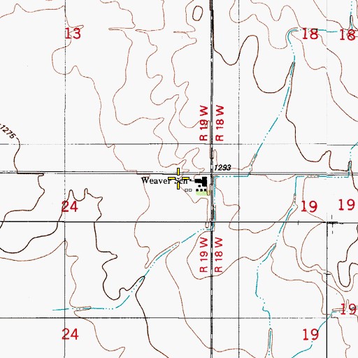 Topographic Map of Weaver School, OK