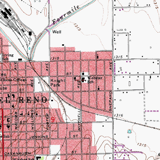 Topographic Map of Webster Elementary School, OK