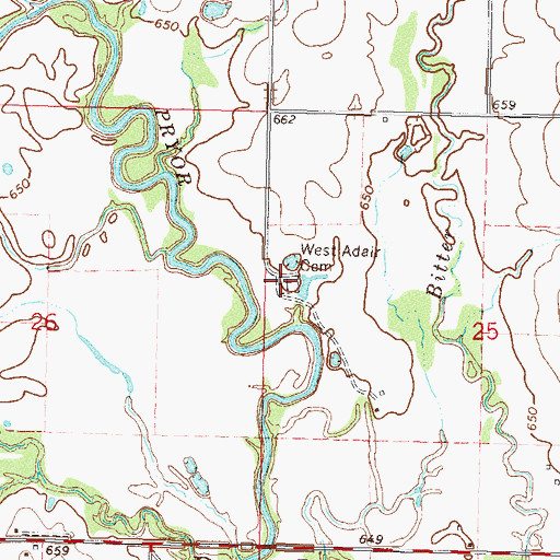 Topographic Map of West Adair Cemetery, OK
