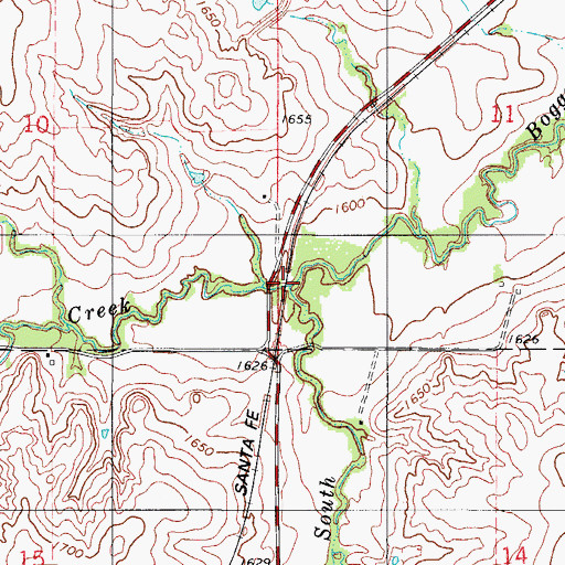 Topographic Map of West Boggy Creek, OK
