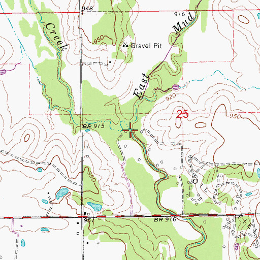 Topographic Map of West Mud Creek, OK
