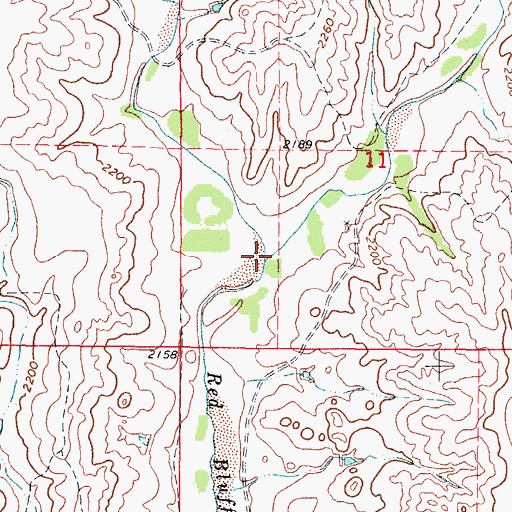 Topographic Map of West Red Bluff Creek, OK