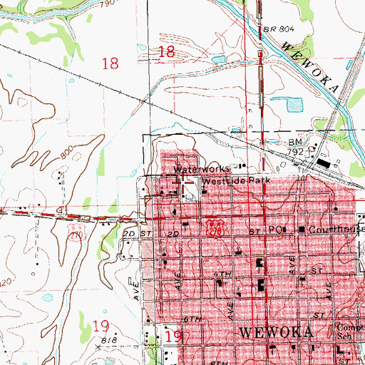 Topographic Map of Westside Park, OK