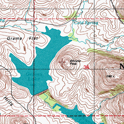 Topographic Map of Whistle Peak, OK