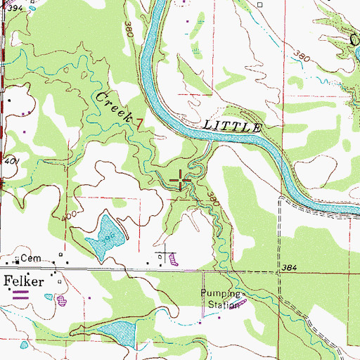 Topographic Map of White Oak Creek, OK