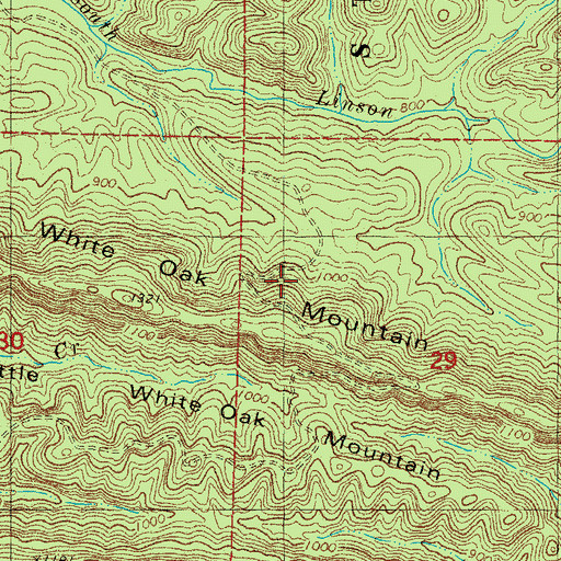 Topographic Map of White Oak Mountain, OK