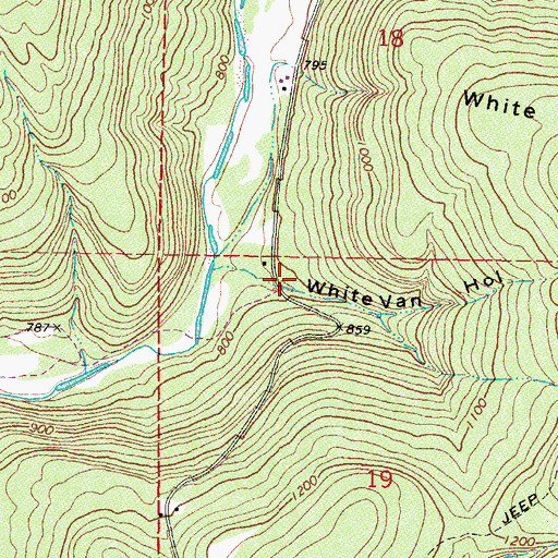 Topographic Map of White Van Hollow, OK