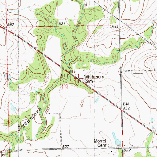 Topographic Map of Whitehorn Cemetery, OK