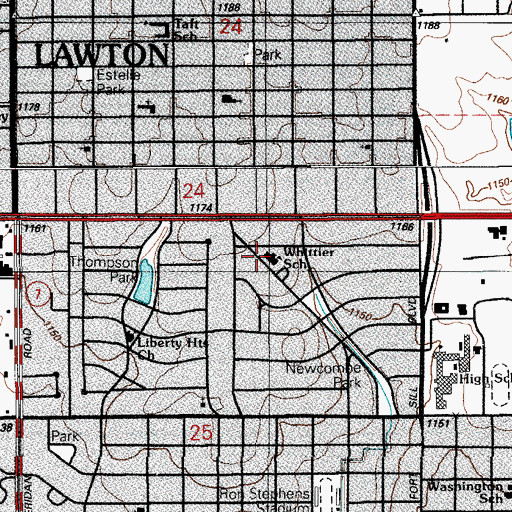 Topographic Map of Whittier Elementary School, OK