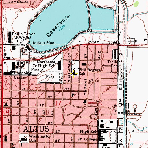 Topographic Map of Will Rogers Elementary School, OK