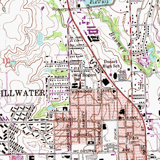 Topographic Map of Will Rogers Elementary School, OK