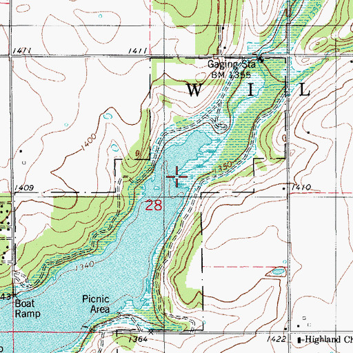Topographic Map of Willow Creek, OK