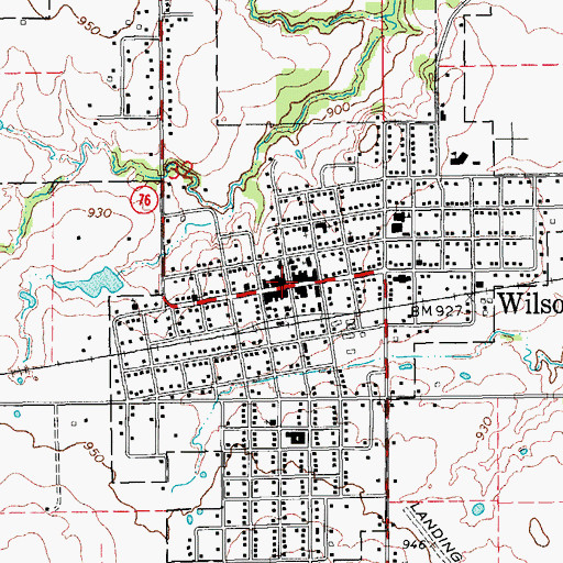 Topographic Map of Wilson, OK