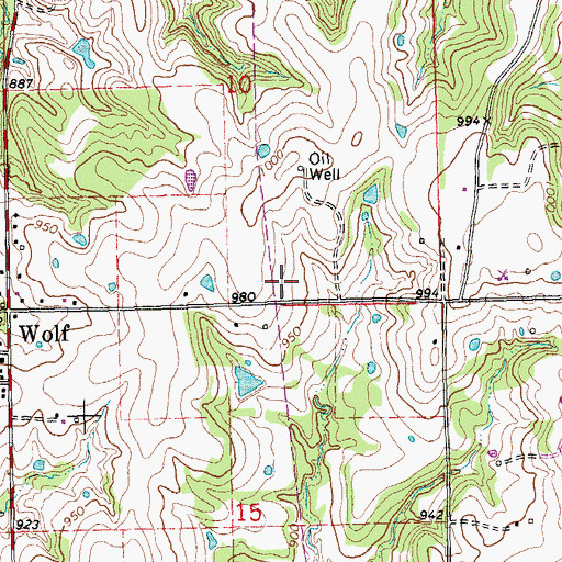 Topographic Map of Wolf, OK